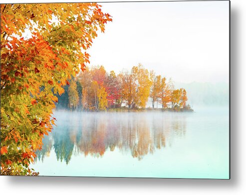 Haley Pond Metal Print featuring the photograph New England fall colors of Maine by Jeff Folger