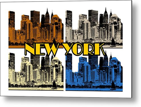 New-york Metal Print featuring the digital art New York 4 color by Piotr Dulski