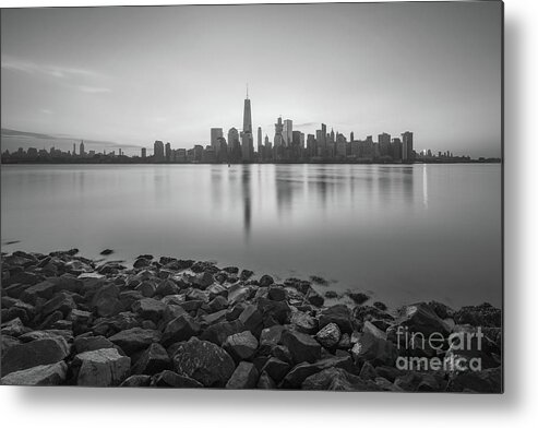Lower Manhattan Metal Print featuring the photograph New York City Sunrise BW by Michael Ver Sprill
