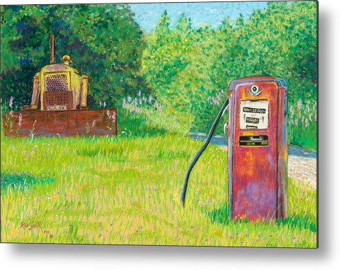 Gas Metal Print featuring the pastel Newfoundland gas pump by Rae Smith PSC