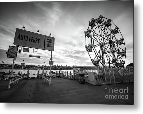 2017 Metal Print featuring the photograph Newport Beach Balboa Fun Zone Black and White Photo by Paul Velgos