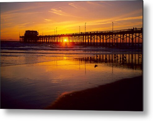 California Metal Print featuring the photograph Newport Pier Sunset by Eric Foltz