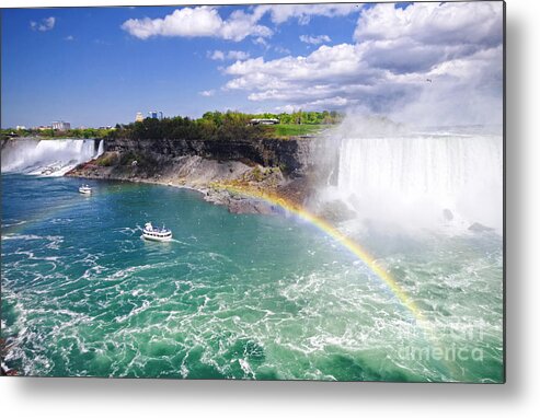 Niagara Falls Metal Print featuring the photograph Niagara Falls Rainbow Clouds by Charline Xia