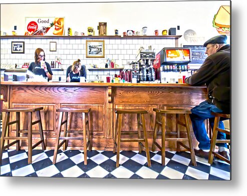 People Metal Print featuring the photograph Nick's Diner by David Ralph Johnson