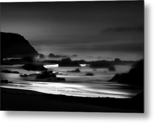 Art Metal Print featuring the photograph Night Burns Bright bw by Denise Dube