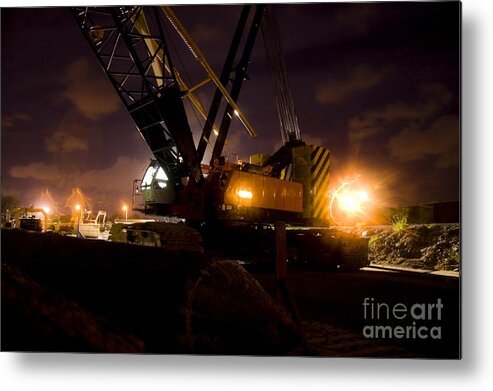 Build Metal Print featuring the photograph Night Crane by Jorgo Photography