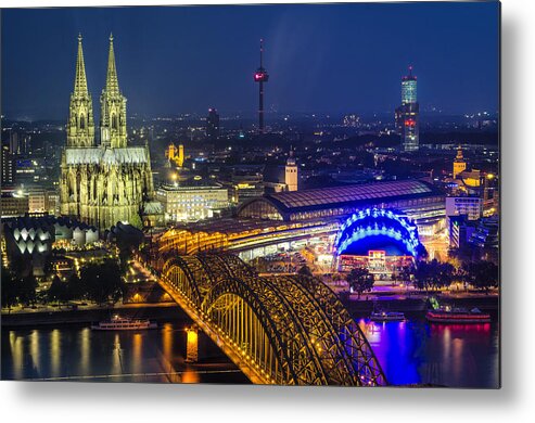 Cologne Metal Print featuring the photograph Night Falls Upon Cologne 2 by Pablo Lopez