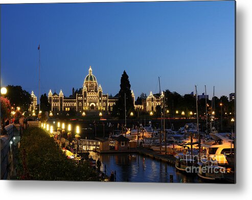 Victoria Metal Print featuring the photograph Night Lights on Victoria Harbor by Sarah Schroder