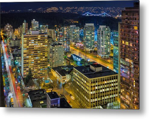 Robson Street Metal Print featuring the photograph Nightlife on the Other End of Robson Street by David Gn