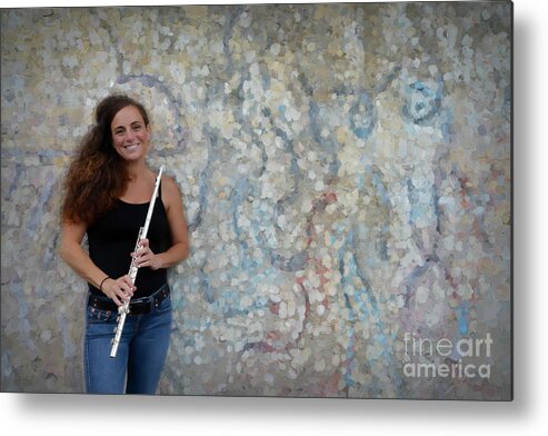 Nina Assimakopoulos Metal Print featuring the photograph Nina at the flute wall by Dan Friend