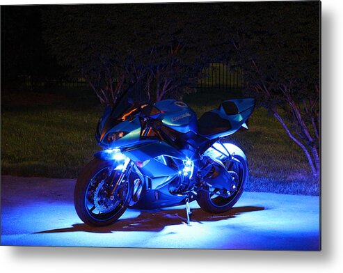 Kawasaki Zx6r Ninja Metal Print featuring the photograph Ninja at Night #2 by Ruthie Lombardi