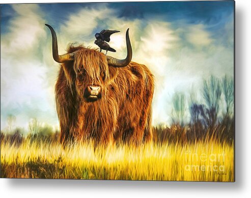 Cow Metal Print featuring the painting No Crow About It by Tina LeCour