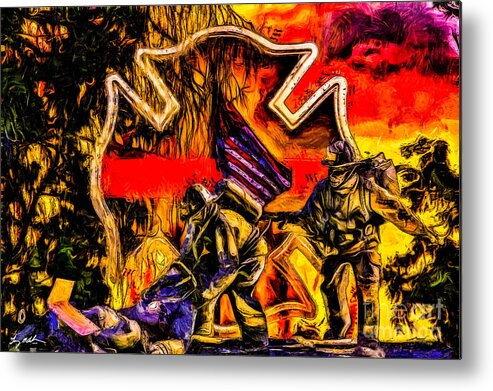 Firefighting Metal Print featuring the digital art No one left behind - Oil by Tommy Anderson