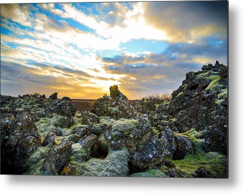 Iceland Metal Print featuring the photograph November Light Over Icelandic Lava Field by Alex Blondeau
