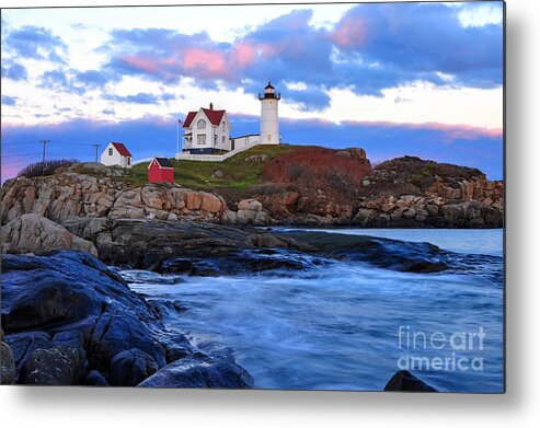Maine Metal Print featuring the photograph Nubble Lighthouse by Steve Brown