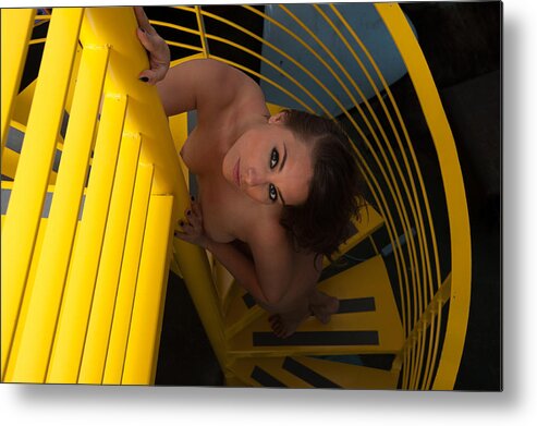 Full Metal Print featuring the photograph Nude Ascending a Staircase by Harry Spitz