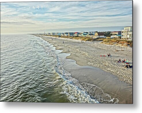 Oak Island Metal Print featuring the photograph Oak Island Beach - View from the Pier by Don Margulis