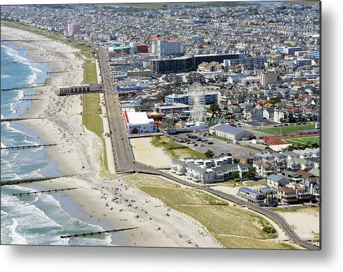 Aerial Metal Print featuring the photograph Ocean City Boardwalk by Dan Myers