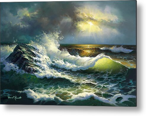 Waves Metal Print featuring the painting Ocean Waves by Diane Romanello