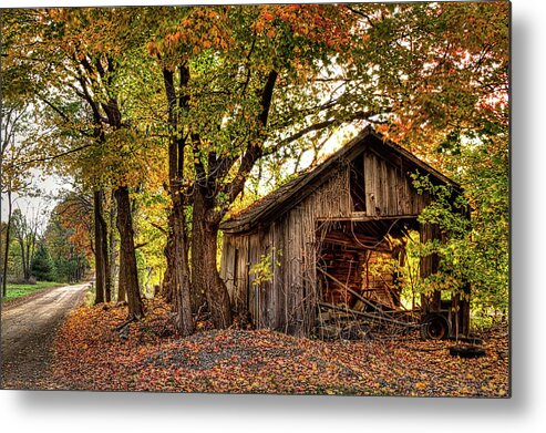 Hdr Photography Metal Print featuring the photograph Old Autumn Shed by Richard Gregurich