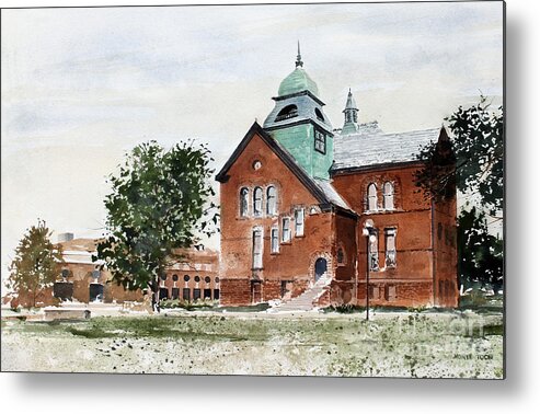 Old Central On The Oklahoma State University Campus. Metal Print featuring the painting Oklahoma State University Old Central by Monte Toon