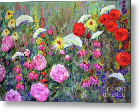 Flowers Metal Print featuring the painting Old Fashioned Garden by Claire Bull