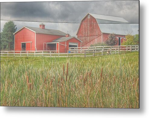 Barn Metal Print featuring the photograph 0033 - Old Meets New by Sheryl L Sutter