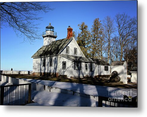 Old Mission Lighthouse Metal Print featuring the photograph Old Mission Lighthouse by Laura Kinker