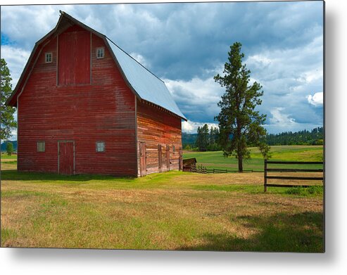 Barn Metal Print featuring the photograph Old Red Big Sky Barn by Sandra Bronstein