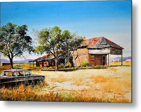Landscape Metal Print featuring the painting Old Route 66 by Robert W Cook