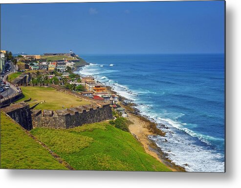 Ocean Metal Print featuring the photograph Old San Juan Coastline by Stephen Anderson