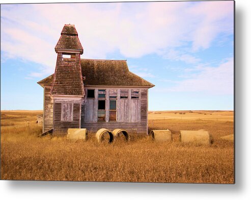 Old Metal Print featuring the photograph Old School House in North Dakota by Jeff Swan