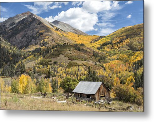 Autumn Metal Print featuring the photograph Old Shack and Equipment by Denise Bush