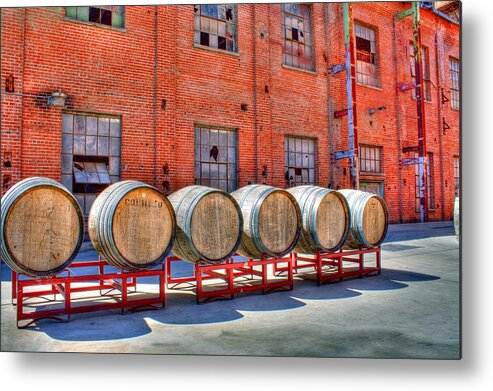 Hdr Metal Print featuring the photograph Old Sugar Mill Barrels by Randy Wehner