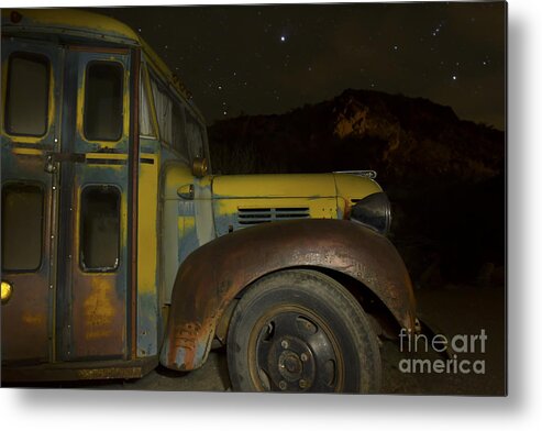 Old Metal Print featuring the photograph Old Yellow School Bus by Karen Foley