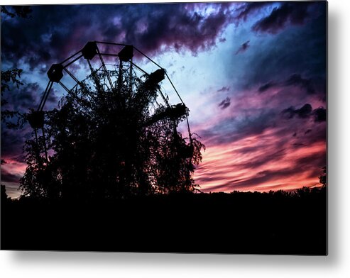 Reformedphotography Metal Print featuring the photograph Ominous Abandoned Ferris Wheel by Travis Rogers