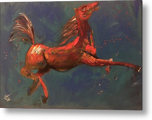 Horse Paintings Metal Print featuring the painting On The Run - Horse by Rami Besancon