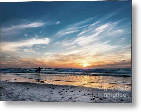 Beach Metal Print featuring the photograph One Last Surf at Solana Beach by David Levin