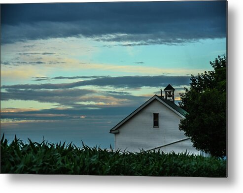 Amish Metal Print featuring the photograph Amish Schoolhouse at Dusk by Tana Reiff