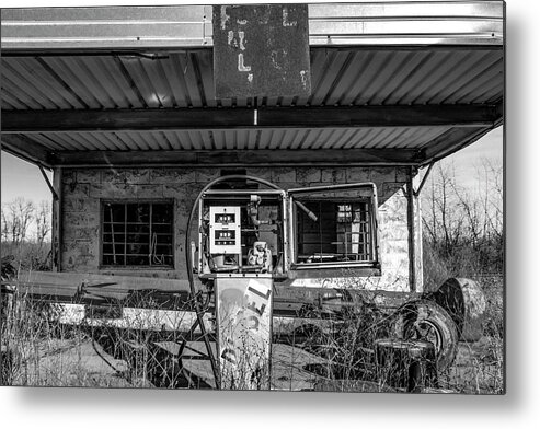 Black And White Metal Print featuring the photograph Open for Business by Holly Ross
