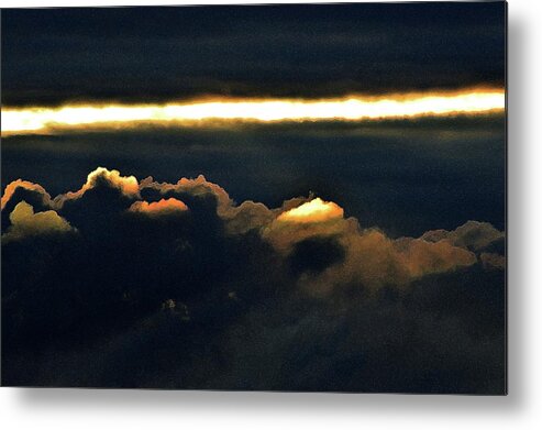 Abstract Metal Print featuring the digital art Orange And Yellow Lit Clouds 3 by Lyle Crump