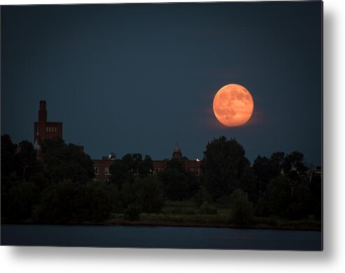 Full Moon Metal Print featuring the photograph Orange Moon by Stephen Holst