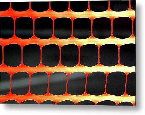 Orange Metal Print featuring the photograph Orange Motif-Construction Fence by Ross Lewis