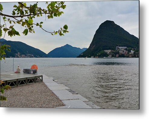 Lugano Metal Print featuring the photograph Orange Umbrella by Fabio Caironi