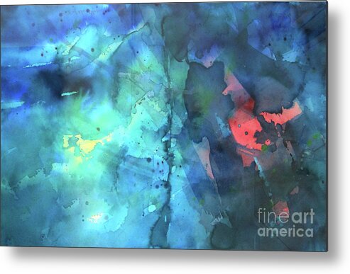 Abstract Metal Print featuring the painting Out of the Blue by Lucy Arnold