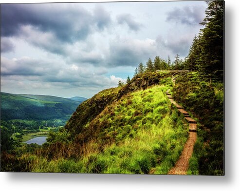 Clouds Metal Print featuring the photograph Overlooking Glendalough on the Wicklow Way by Debra and Dave Vanderlaan
