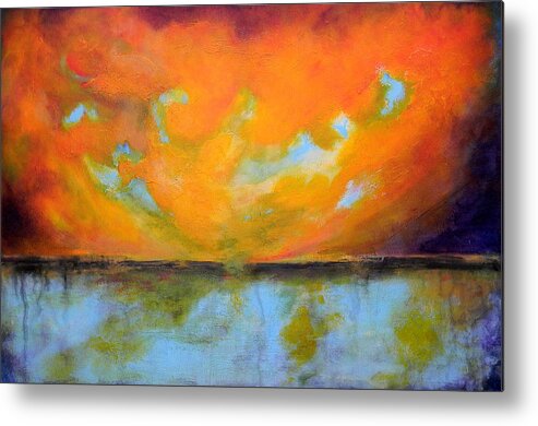 Abstract Metal Print featuring the painting Oxiduje Vytvoren by Theresa Marie Johnson