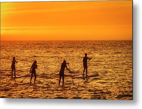 Paddelboards Metal Print featuring the photograph Paddelboarding at Sunrise by David Kay
