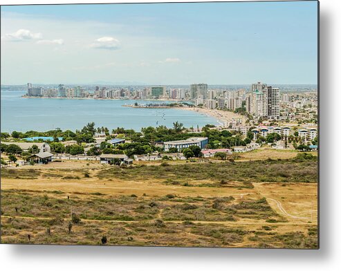 Beaches Metal Print featuring the photograph Panoramic view at the Salinas beaches in Ecuador by Marek Poplawski