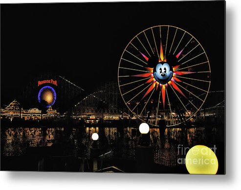 Animated Art Metal Print featuring the photograph Paradise Pier and Mickey's Fun Wheel by Peter Dang